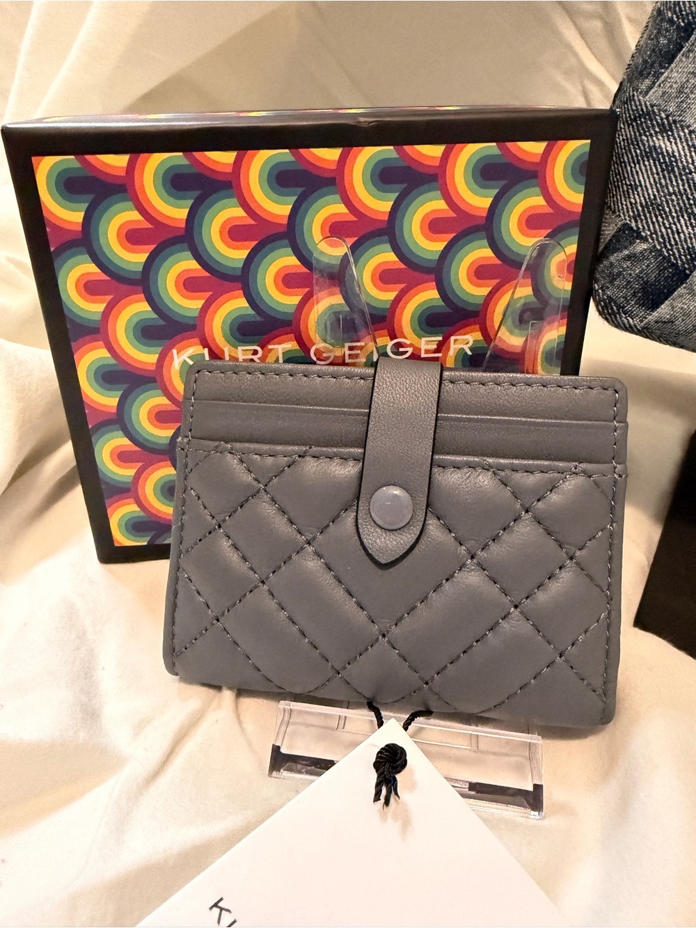 NWT Kurt Geiger Quilted Leather Compact Wallet